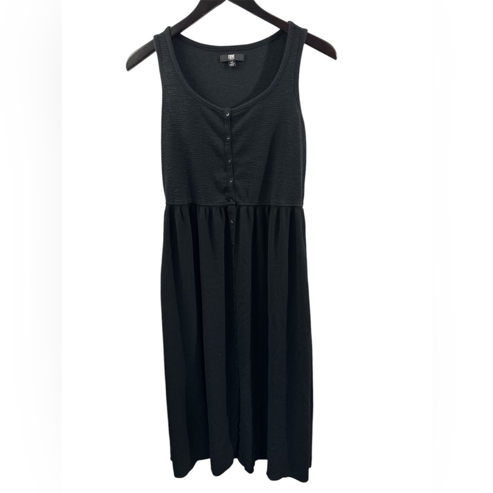 Frye Ladies Button Front Midi Dress Size XS Black Summer Travel Normcore staple